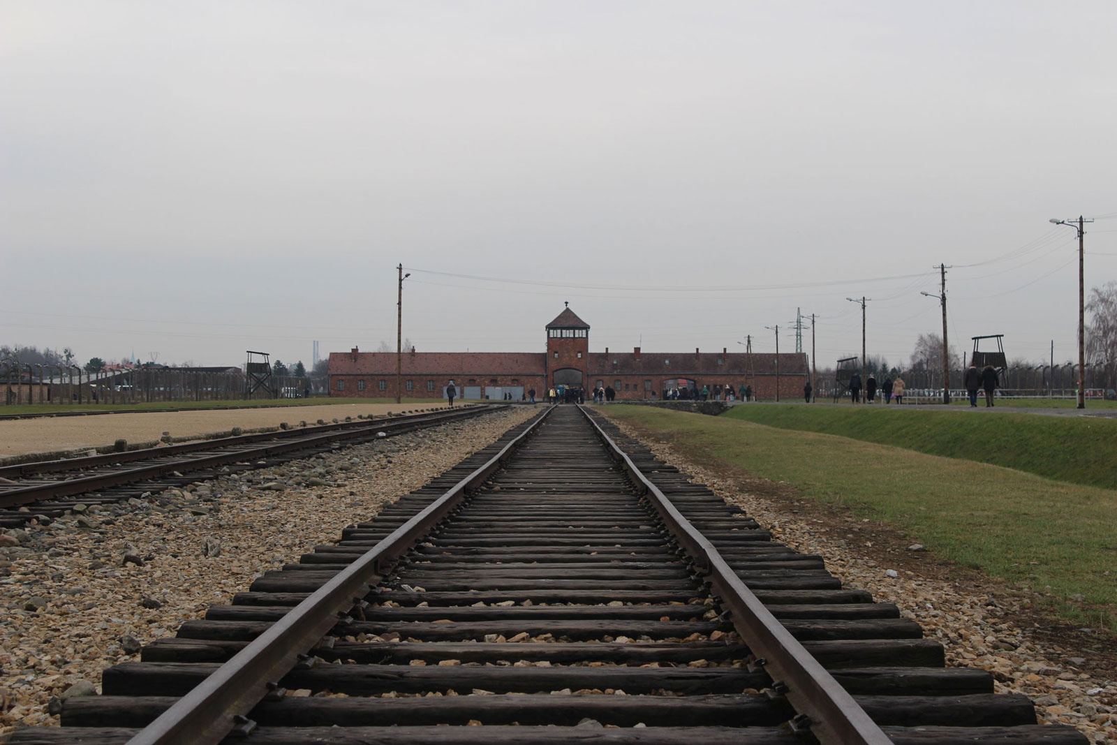 Railroad and front gates at Birkenau